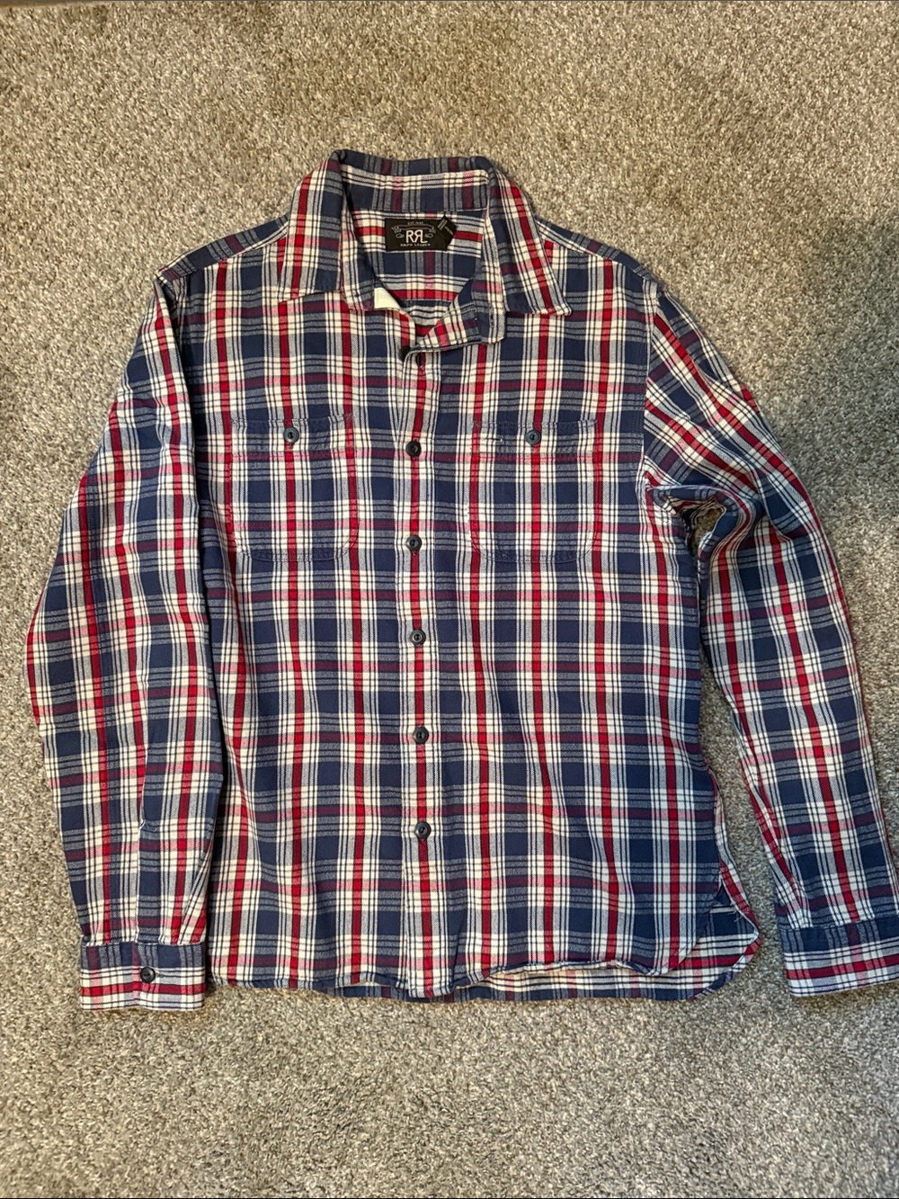 Ralph Lauren Double RL Navy, Red & White Plaid Button-Down Shirt